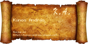 Kunos András névjegykártya